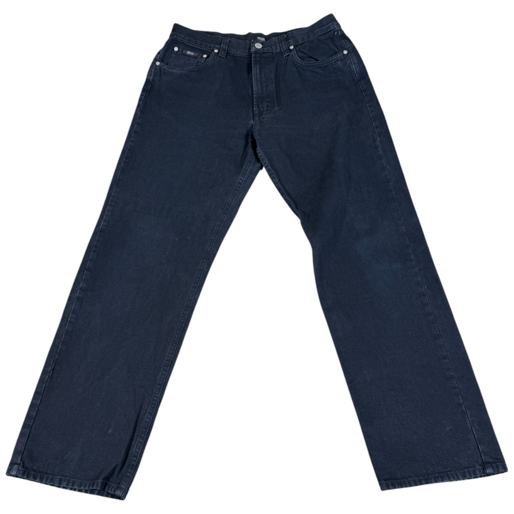 Boss Hugo Boss Alabama Jeans Mens 36x32 (33x30.5) Navy Blue Logo Straight Casual